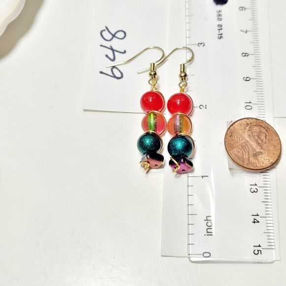 Artisan earrings 648# NEW bohemian Vintage glass earrings Y2k earrings retro c - Picture 3 of 3